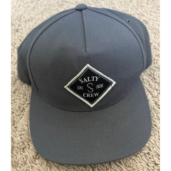 Salty Crew The Classics Grey Green Snapback Adjustable Flat Brimmed Trucker Hat - Picture 1 of 6